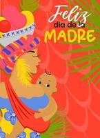 colombianska mödrar dag hälsning baner mall, ljus mödrar dag flygblad afrocolombiansk kvinna. i spanska Lycklig mors dag. vektor