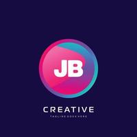 J B första logotyp med färgrik mall vektor. vektor