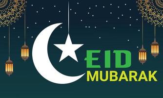 ein lila Hintergrund mit ein Gold eid Murak und ein Halbmond Mond und ein Stern. vektor