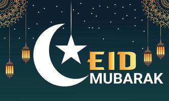 ein lila Hintergrund mit ein Gold eid Murak und ein Halbmond Mond und ein Stern. vektor