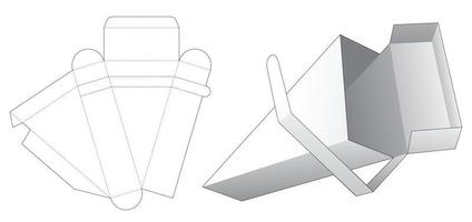 Reißverschluss oben Flip dreieckige Verpackungsbox gestanzte Vorlage vektor