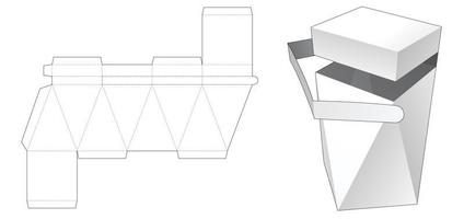 Reißverschluss oben Flip Prisma Verpackungsbox gestanzte Vorlage vektor
