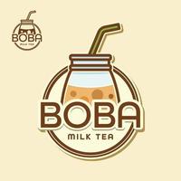 Milch Tee Blase Logo frisch trinken Konzept mit eben Stil Design. Vektor Illustration