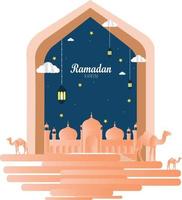 Ramadan kareem Gruß Karte, Papier Kunst - - Vektor