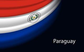 Welle Flagge von Paraguay auf dunkel Hintergrund. vektor