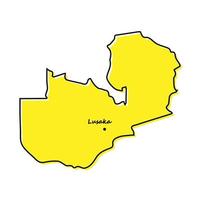 enkel översikt Karta av zambia med huvudstad plats vektor