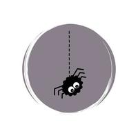süß Halloween Symbol Logo Vektor Illustration auf Kreis mit Bürste Textur zum Sozial Medien Geschichte Markieren mit Spinne
