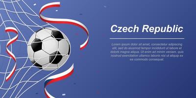fotboll bakgrund med flygande band i färger av de flagga av tjeck republik vektor