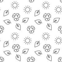 sömlös mönster av Sol, blad, återvinna. perfekt för tapeter, täcker, bakgrunder, tyg, textil- vektor