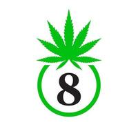 Cannabis Logo Zeichen Konzept 8 Alphabet Symbol zum Therapie, medizinisch und Gesundheit Pflege und Marihuana Logo vektor