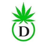 Cannabis Logo Zeichen Konzept d Alphabet Symbol zum Therapie, medizinisch und Gesundheit Pflege und Marihuana Logo. vektor