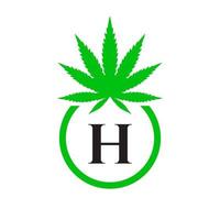 Cannabis Logo Zeichen Konzept h Alphabet Symbol zum Therapie, medizinisch und Gesundheit Pflege und Marihuana Logo. vektor