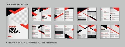 16 sida företag broschyr och förslag, företag profil, årlig Rapportera, katalog eller flersida tidskrift mall design med attrapp vektor