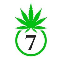 Cannabis Logo Zeichen Konzept 7 Alphabet Symbol zum Therapie, medizinisch und Gesundheit Pflege und Marihuana Logo. vektor