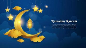 Ramadan Hintergrund mit golden Halbmond Mond. funkelnd Licht. Gebet mal im das Monat von Ramadan vektor