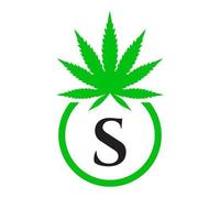 Cannabis Logo Zeichen Konzept s Alphabet Symbol zum Therapie, medizinisch und Gesundheit Pflege und Marihuana Logo. vektor