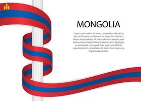 winken Band auf Pole mit Flagge von Mongolei. Vorlage zum unabhängig vektor