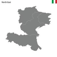 hoch Qualität Karte Nordost- Region von Italien, mit Grenzen vektor