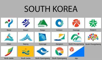Allt flaggor provinser av söder korea vektor