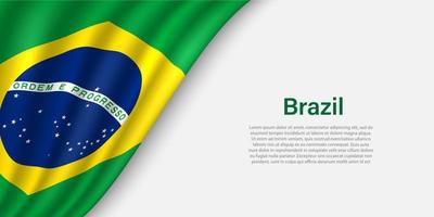 Vinka flagga av Brasilien på vit bakgrund. vektor