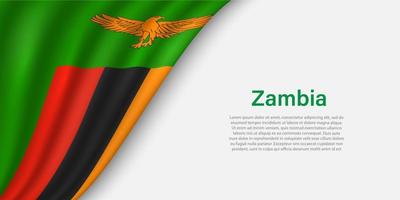 Vinka flagga av zambia på vit bakgrund. vektor