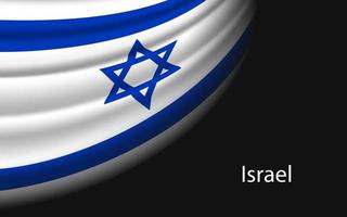 Welle Flagge von Israel auf dunkel Hintergrund. Banner oder Band Vektor