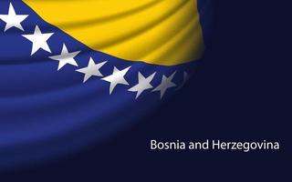 Vinka flagga av bosnien och herzegovina på mörk bakgrund. baner o vektor