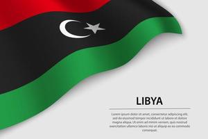 Welle Flagge von Libyen auf Weiß Hintergrund. Banner oder Band Vektor