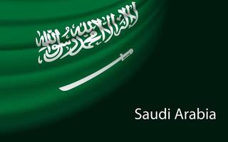 Welle Flagge von Saudi Arabien auf dunkel Hintergrund. Banner oder Band v vektor
