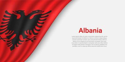 Welle Flagge von Albanien auf Weiß Hintergrund. vektor