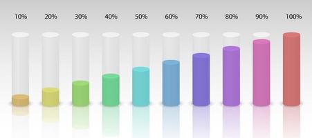 3d cylinder procent infografik. pelare Diagram på vit backgroun vektor