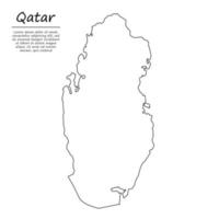 einfach Gliederung Karte von Katar, im skizzieren Linie Stil vektor