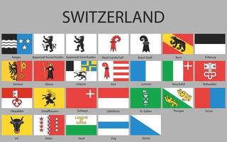 alle Flaggen von Regionen von Schweiz vektor