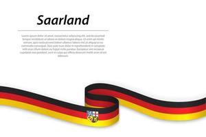 winken Band oder Banner mit Flagge von Saarland vektor