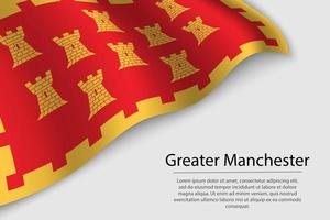 Welle Flagge von größer Manchester ist ein Bezirk von England. Banner Ö vektor