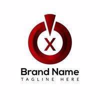 Leistung Taste Vorlage auf x Brief. Leistung Taste Logo Design Konzept vektor