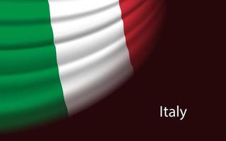Welle Flagge von Italien auf dunkel Hintergrund. Banner oder Band Vektor t