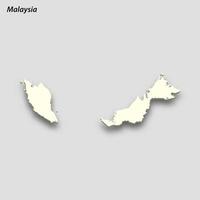 3d isometrisch Karte von Malaysia isoliert mit Schatten vektor