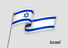 viftande Israels flagga på flaggstången. mall för självständighetsdagen vektor