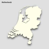 3d isometrisch Karte von Niederlande isoliert mit Schatten vektor