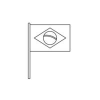 schwarz Gliederung Flagge auf von Brasilien. dünn Linie Symbol vektor