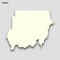 3d isometrisk Karta av sudan isolerat med skugga vektor