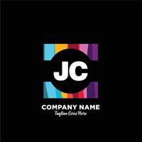 jc första logotyp med färgrik mall vektor