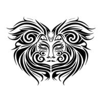årgång vektor tatuering skiss av en svart och vit polynesisk Gud mask.