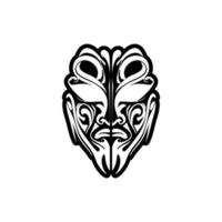 schwarz und Weiß Vektor tätowieren von ein polynesisch Gott Maske skizzieren