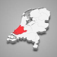 söder holland provins plats inom nederländerna 3d Karta vektor