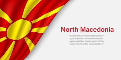 Vinka flagga av norr macedonia på vit bakgrund. vektor