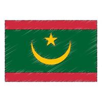 hand dragen skiss flagga av mauretanien. klotter stil ikon vektor