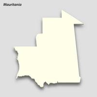 3d isometrisch Karte von Mauretanien isoliert mit Schatten vektor