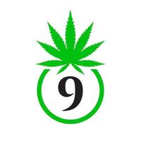 Cannabis Logo Zeichen Konzept 9 Alphabet Symbol zum Therapie, medizinisch und Gesundheit Pflege und Marihuana Logo vektor